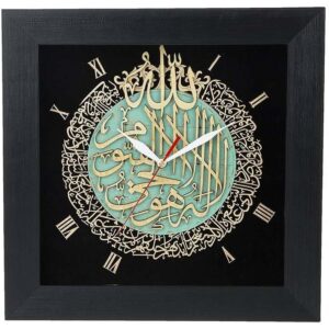 伊斯兰风格木镶嵌时钟 – Ayatul Kursi 图案