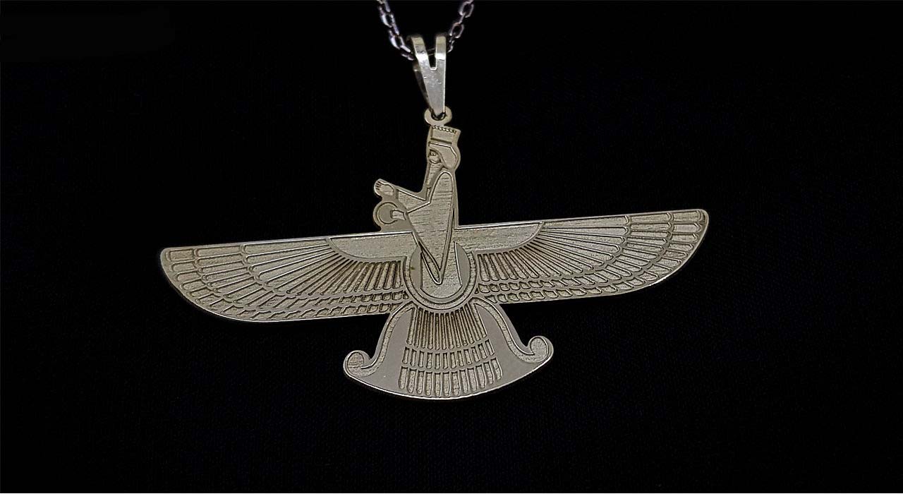 银吊坠 – 极简琐罗亚斯德教 Farvahar 符号款