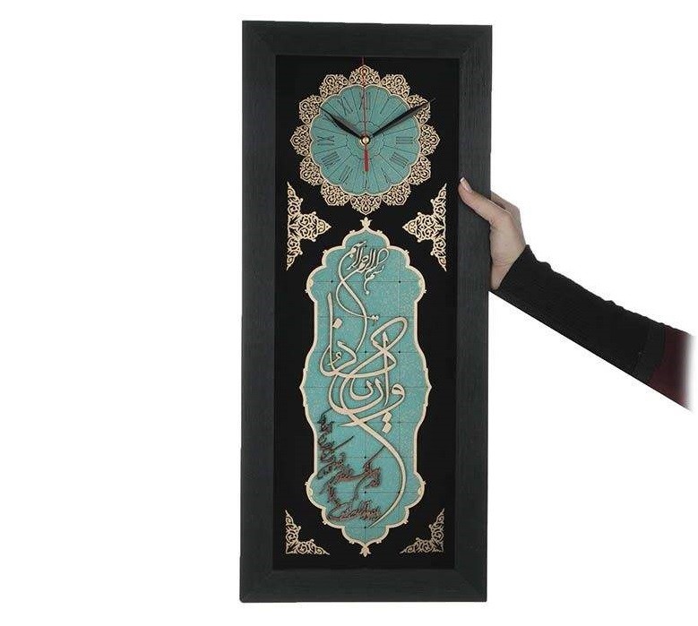 穆斯林风格挂钟 – 木镶嵌“Wa In Yakad”经文图案