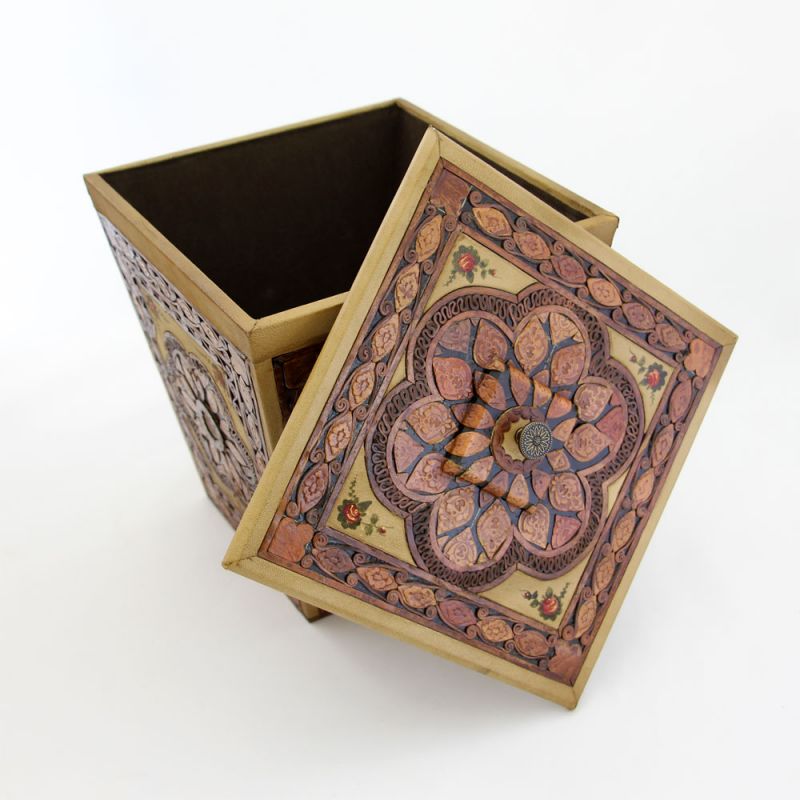 Main image of 豪华皮革与木质镶嵌垃圾桶