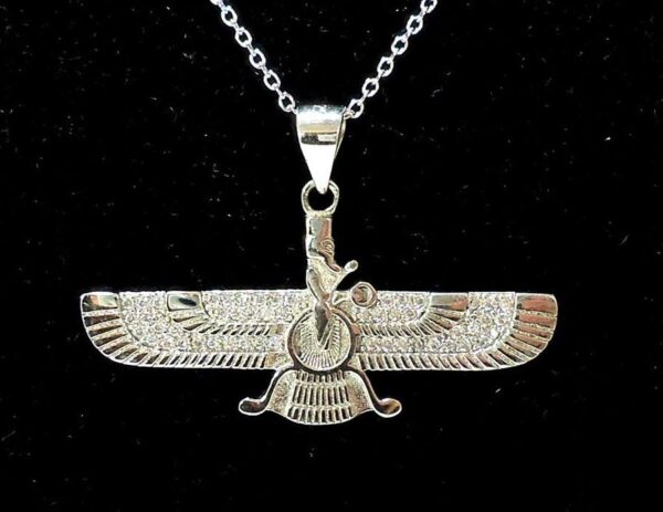 银吊坠 – 极简琐罗亚斯德教 Faravahar 符号款