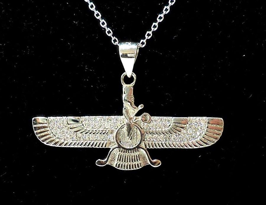 Main image of 银吊坠 – 极简琐罗亚斯德教 Faravahar 符号款