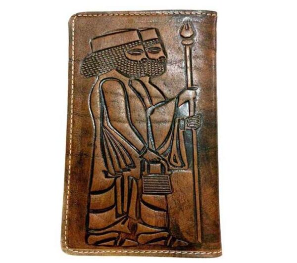 波斯皮革男士长款钱包 – Achaemenid 士兵设计