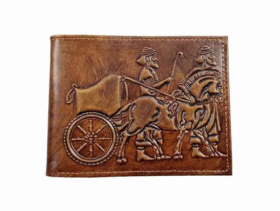 波斯皮革男士对折钱包 – Achaemenid 王座设计