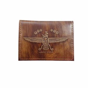 波斯皮革男士对折钱包 – Achaemenid & Faravahar 设计