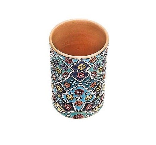 陶瓷笔筒 – Minakari 珐琅，Hirad 风格