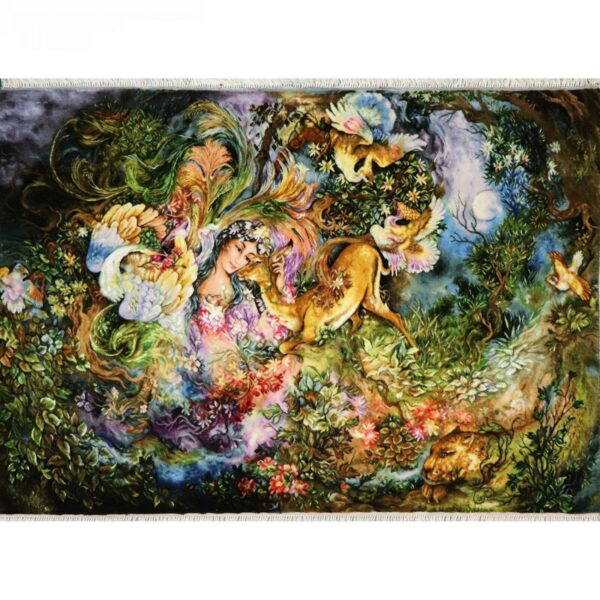 手工波斯挂毯（塔布里兹）– 描绘Dayereh Hasti微型画