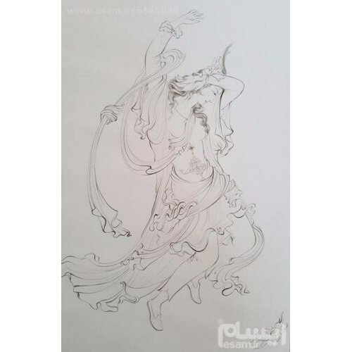 原创波斯细密画:水彩画 – 风中舞蹈