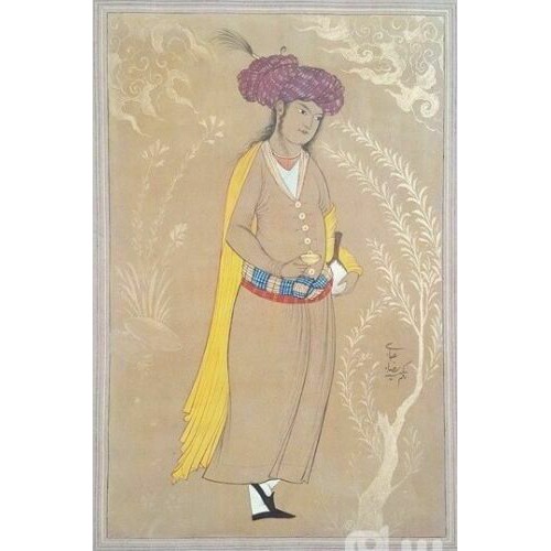 原创波斯萨法维艺术绘画:纸板水彩与水粉画 – 管家