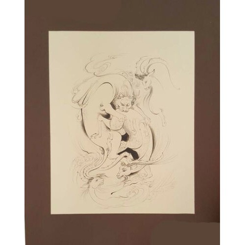 Main image of 原创波斯细密画：水彩画 – 狮子与鹿