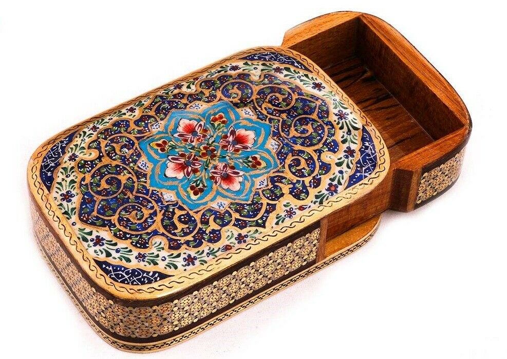 波斯木质扑克牌盒 – Khatam 搪瓷 Paradise 款