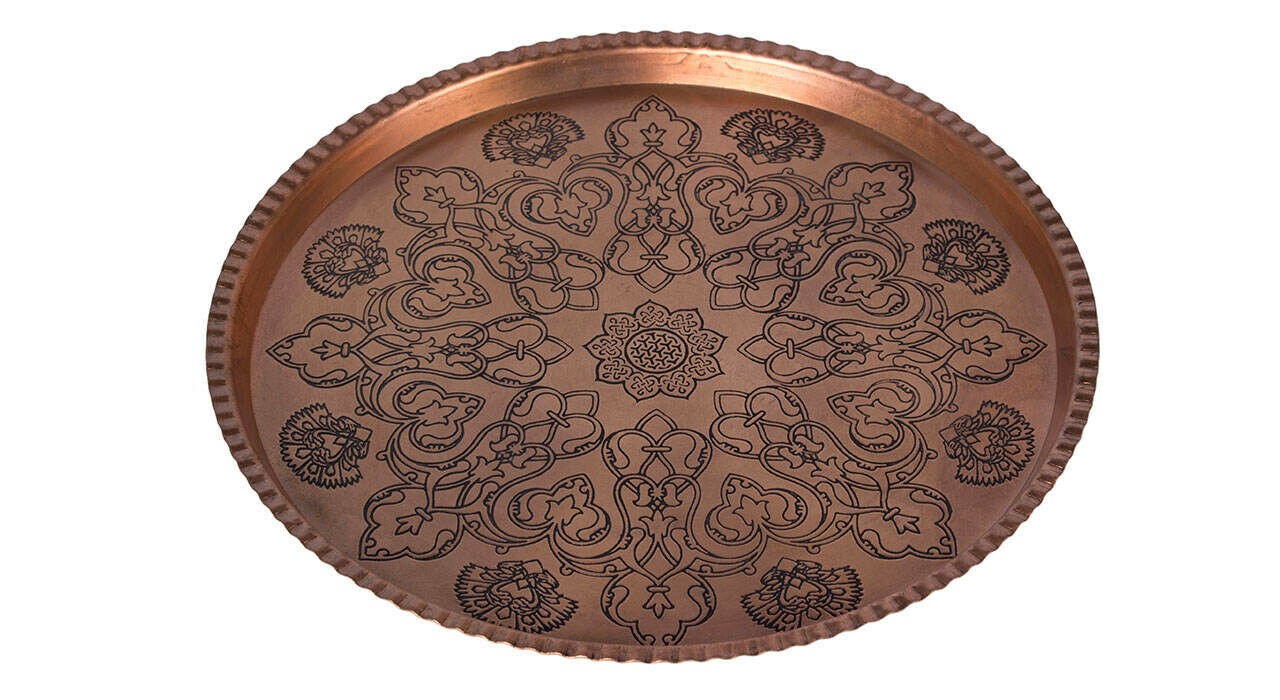 波斯黄铜托盘 – 传统手工锤制 619款