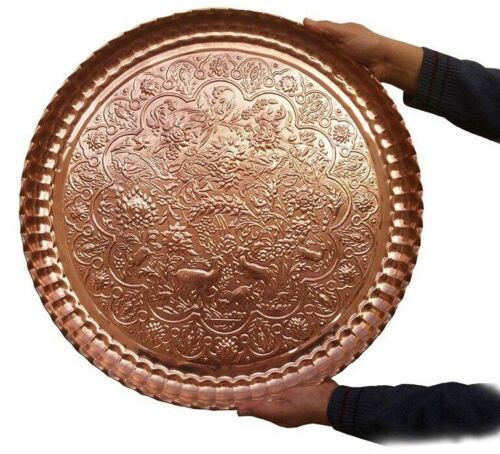 波斯黄铜托盘 – 传统手工锤制 56厘米