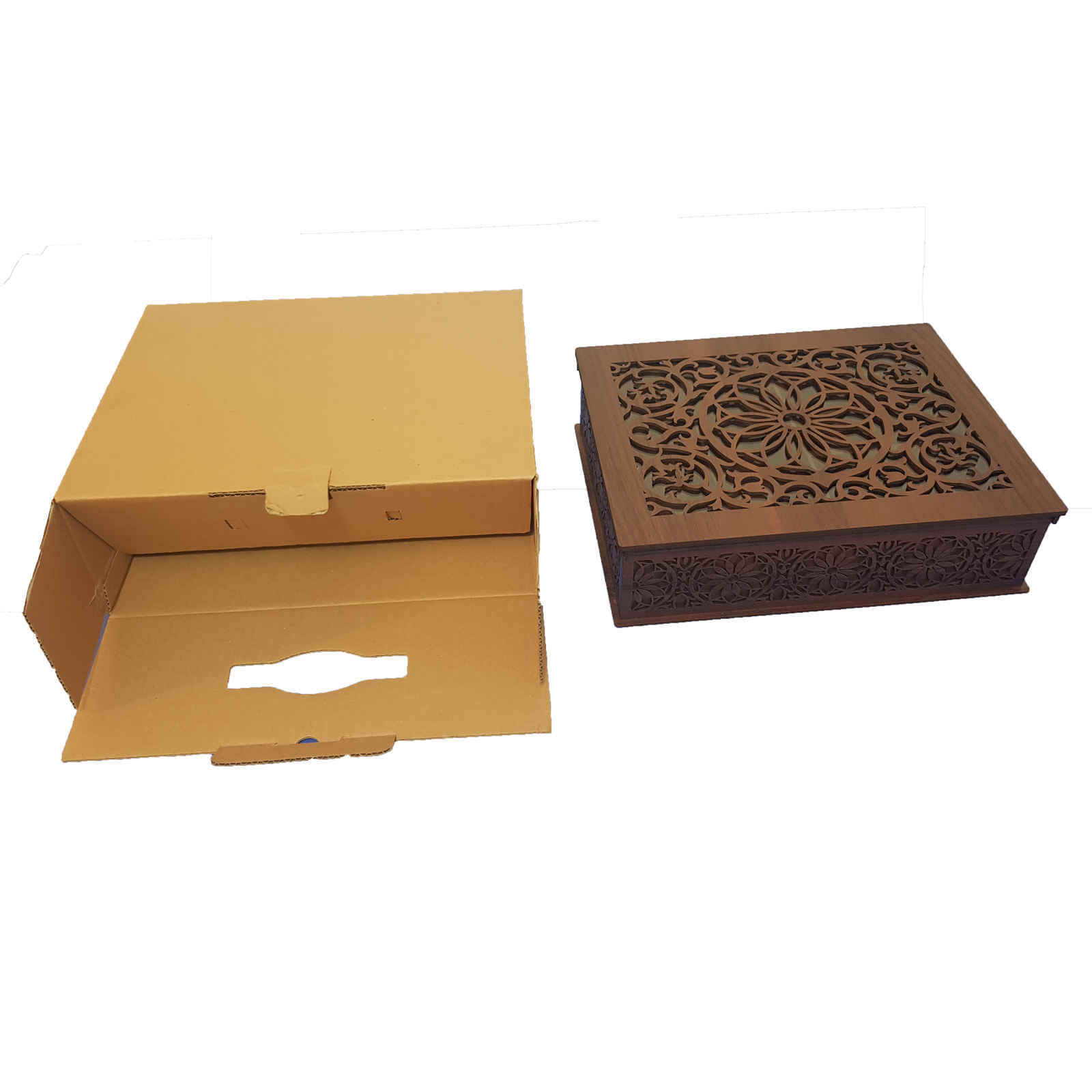 Nareng版木质茶叶收纳盒 – 带分格抽屉