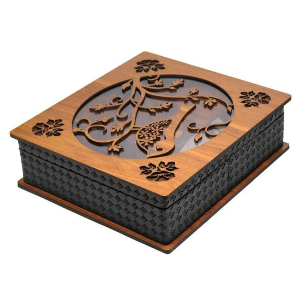 波斯风格Termeh图案茶叶盒 – 木质抽屉收纳设计