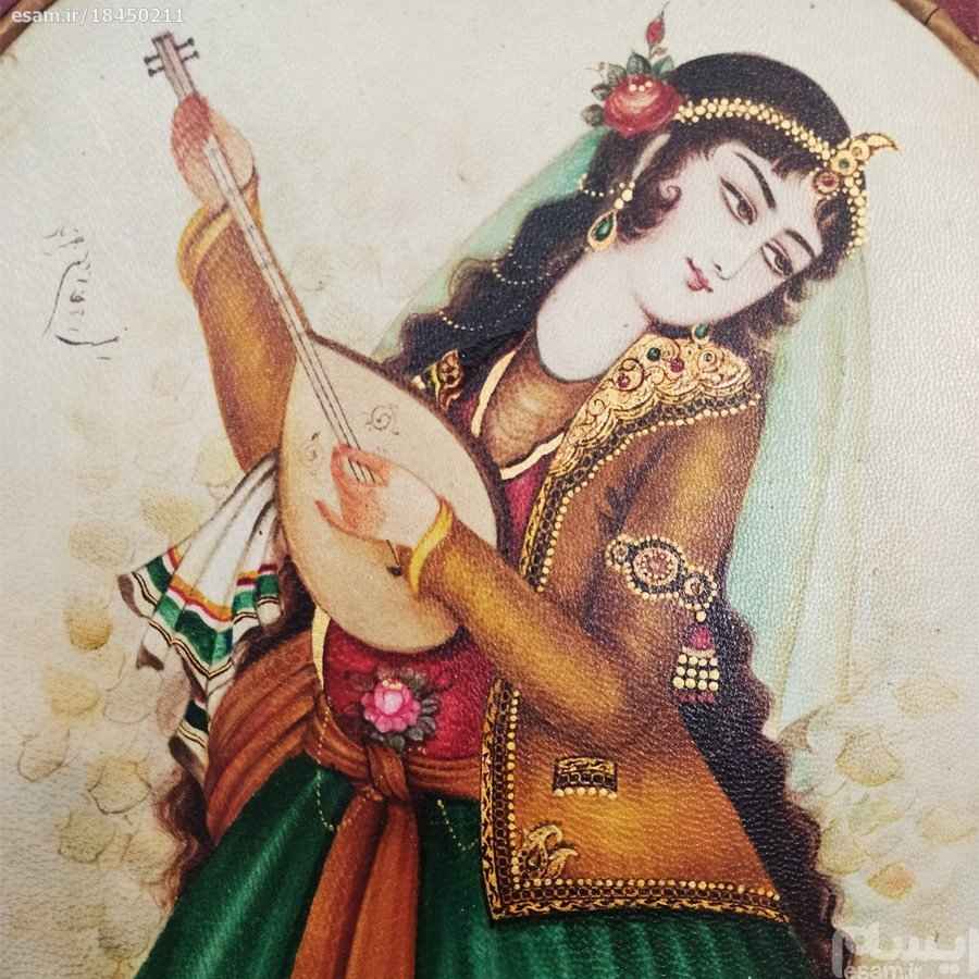 原创波斯萨法维艺术绘画:皮革丙烯画 – Khatoon