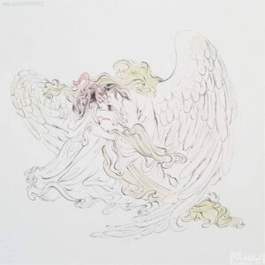 原创波斯细密画：水彩画 – 破碎心灵天使