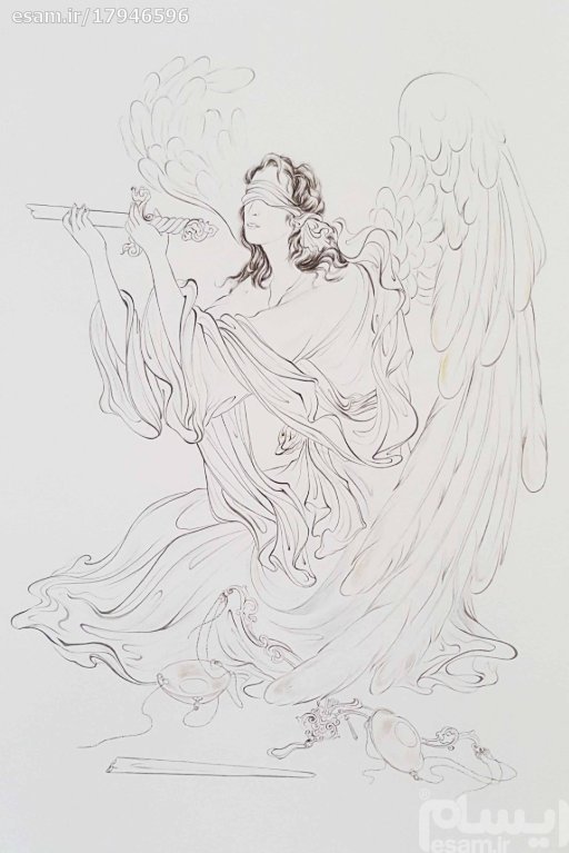 原创波斯细密画：水彩画 – 正义天使