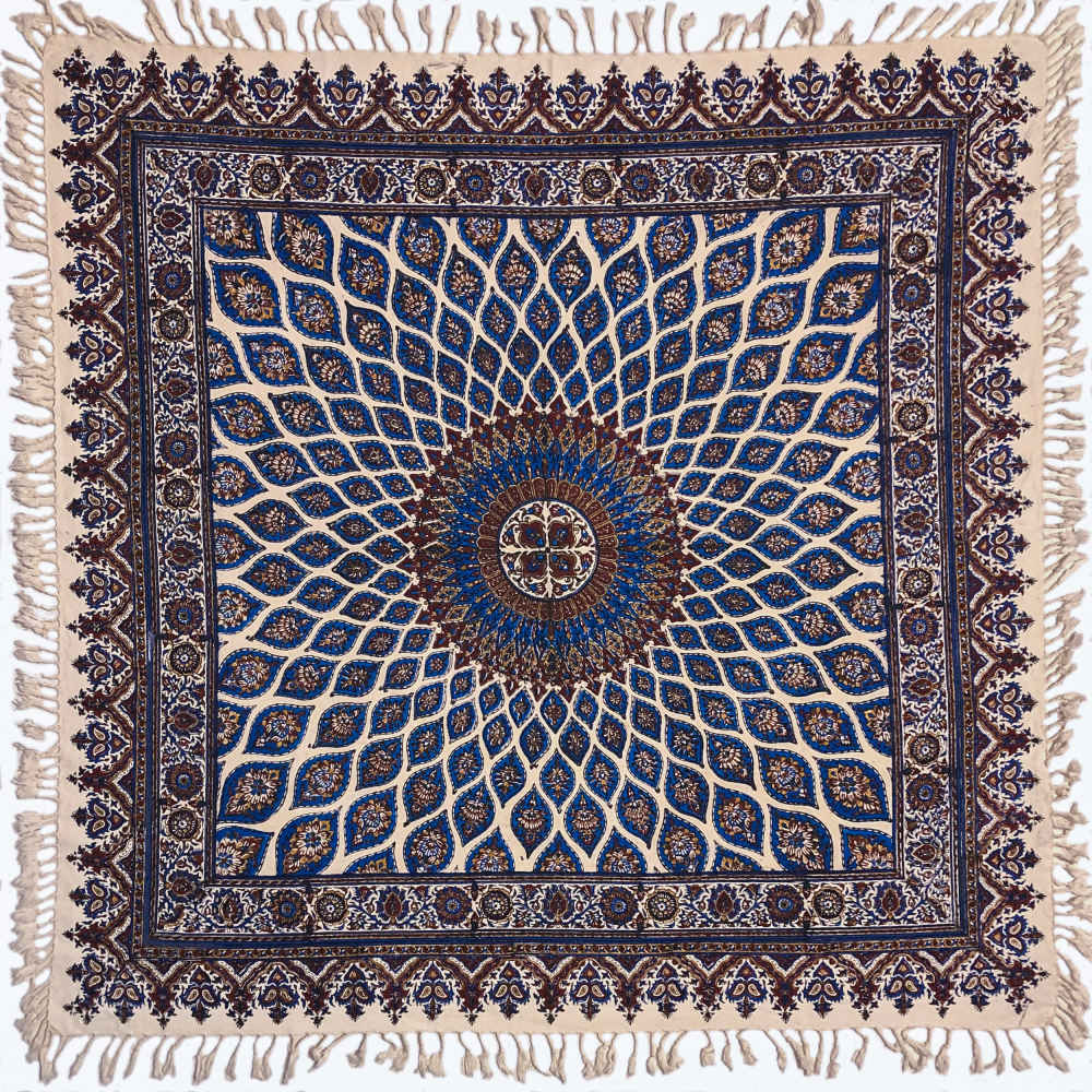 Main image of 波斯桌布：伊斯法罕传统卡拉姆卡里木刻印花 G127款