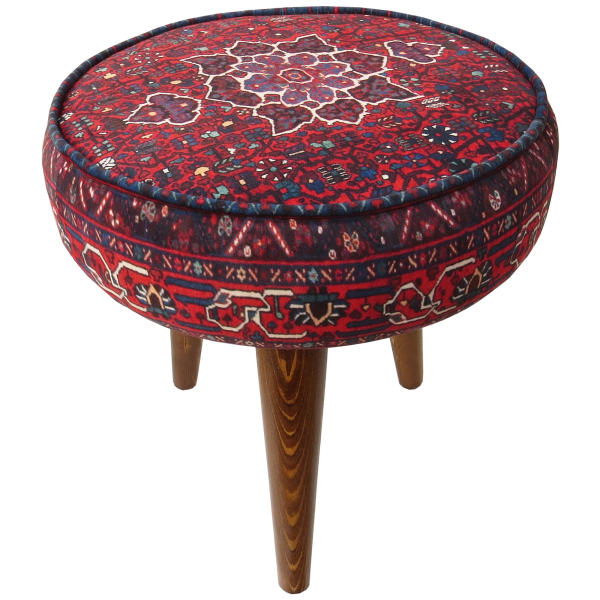 Main image of 传统红色波斯脚凳 木质脚架 天鹅绒面料 艺术款