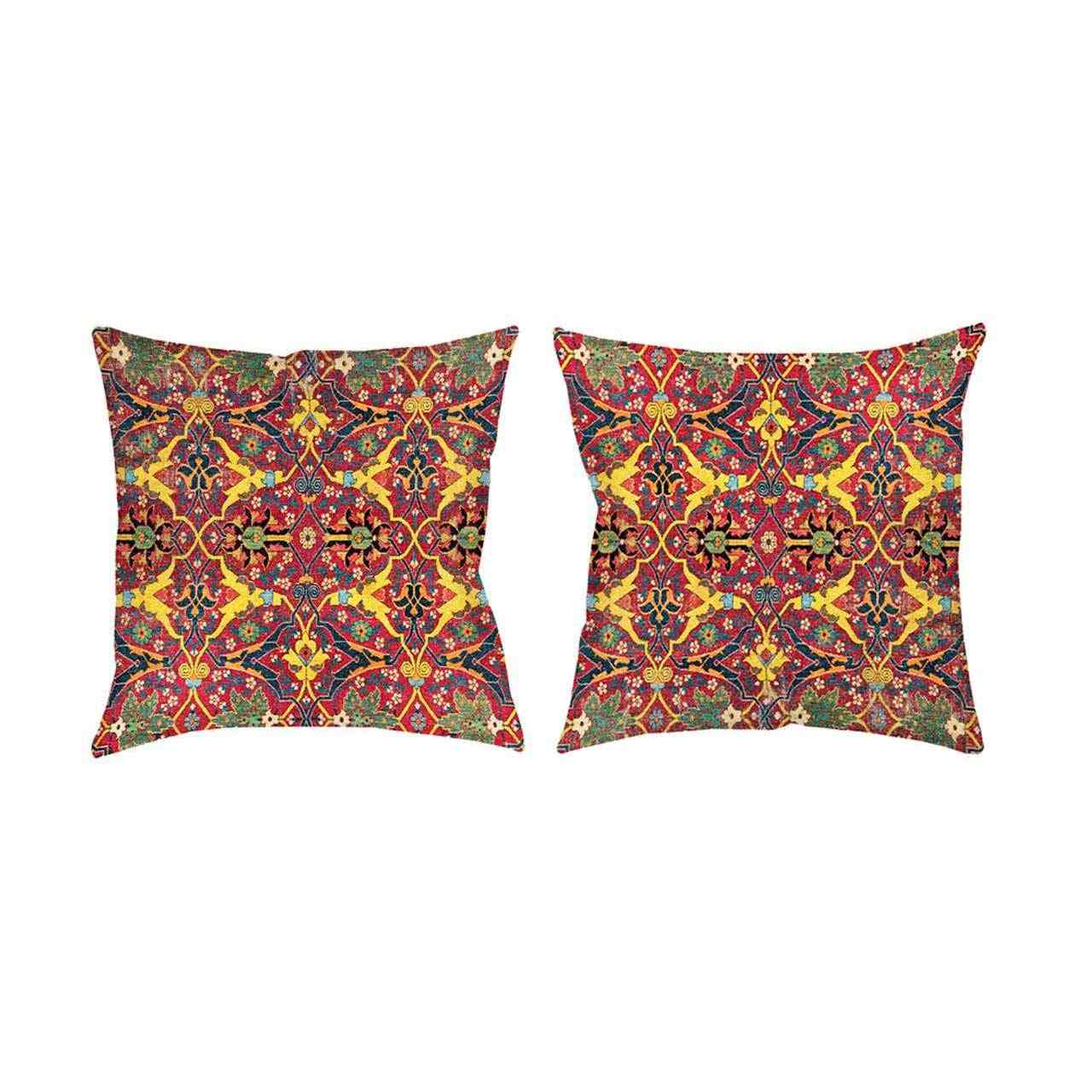 传统风格天鹅绒脚凳&靠垫套装 波斯艺术灵感