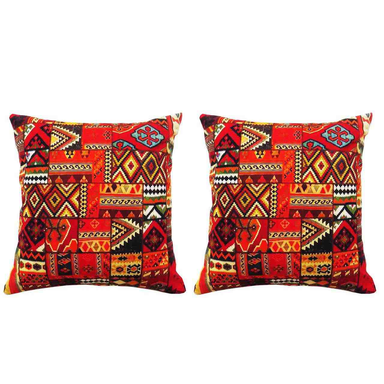 传统风格天鹅绒脚凳&靠垫套装 波斯艺术灵感