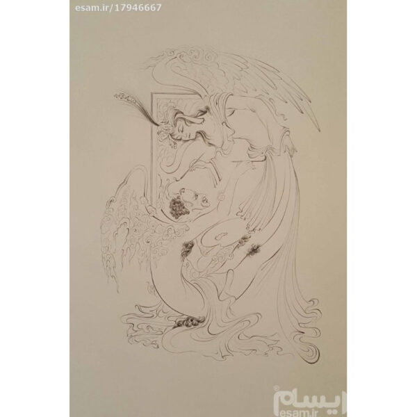 原创波斯细密画：水彩画 – 天使与恶魔