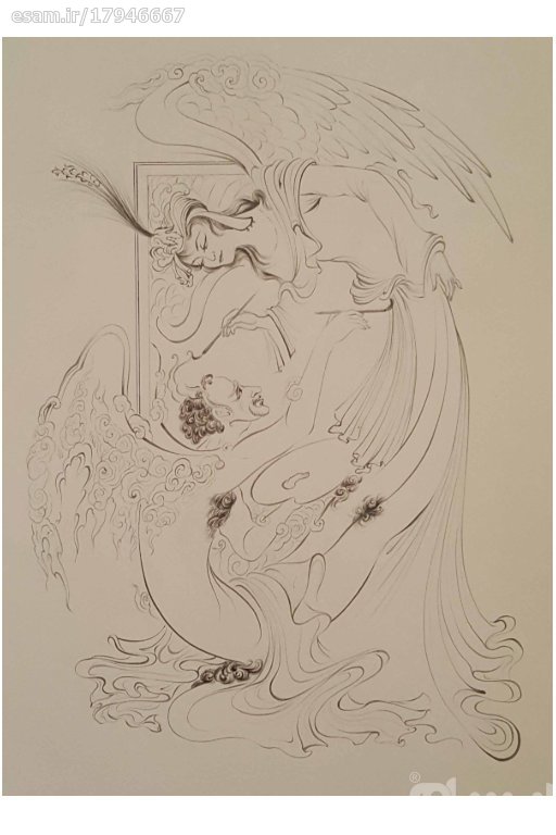 原创波斯细密画：水彩画 – 天使与恶魔