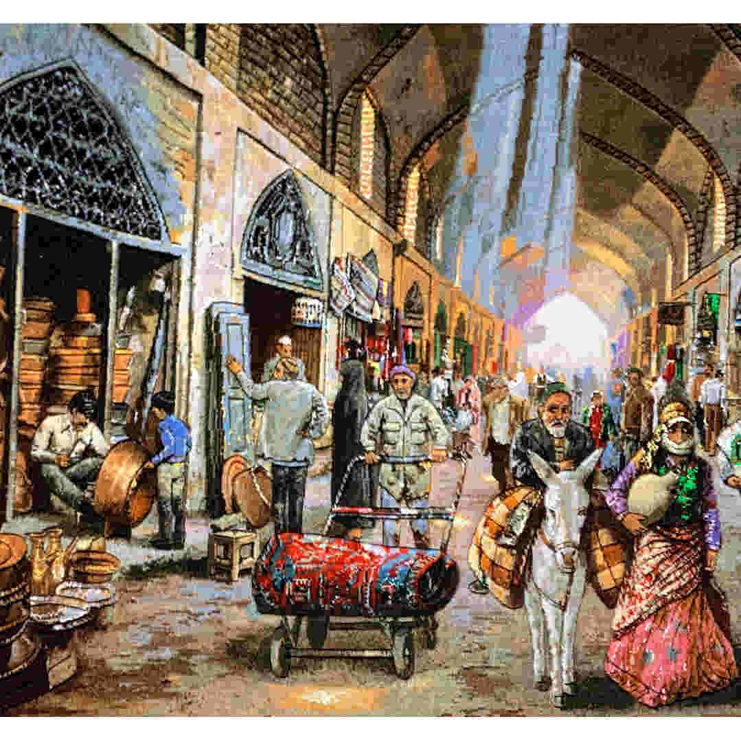 伊朗大不里士手工编织波斯图案地毯 —— 集市铜匠图