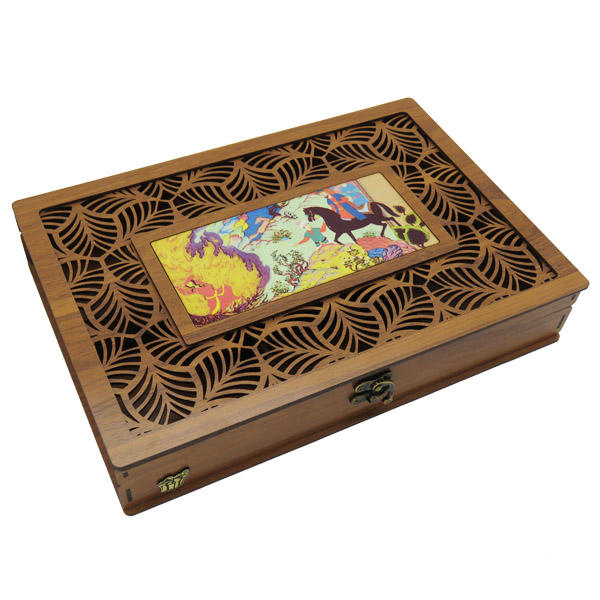 Main image of 受细密画艺术启发的波斯木制茶叶收纳盒（带小柜格）