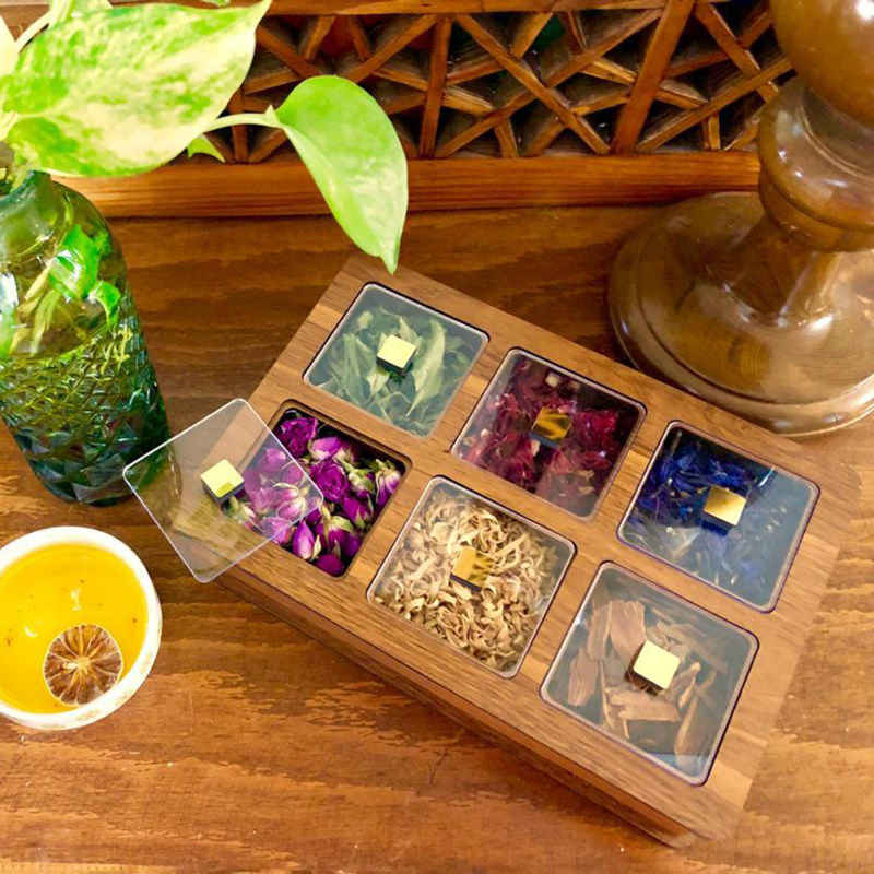 Slimi版木制茶包收纳盒 – 带储物柜格