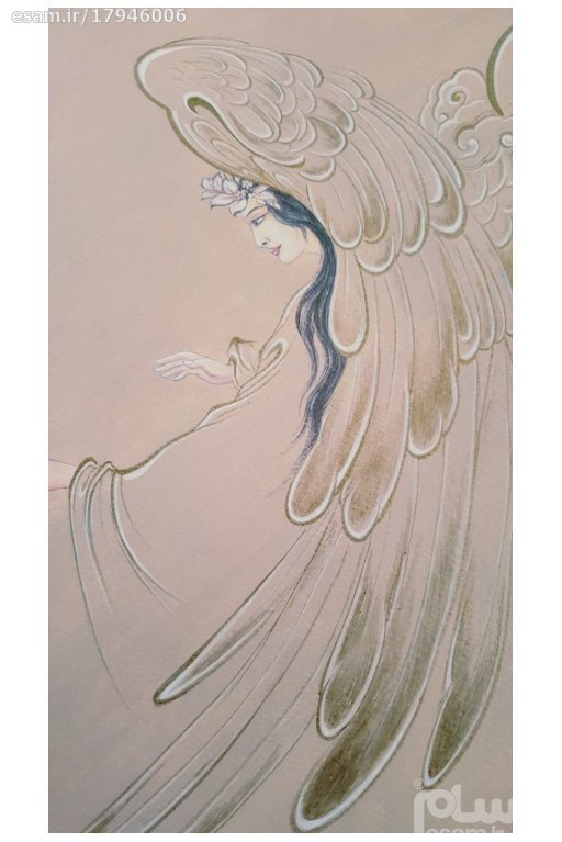 原创波斯细密画：水彩画 – 召唤天使