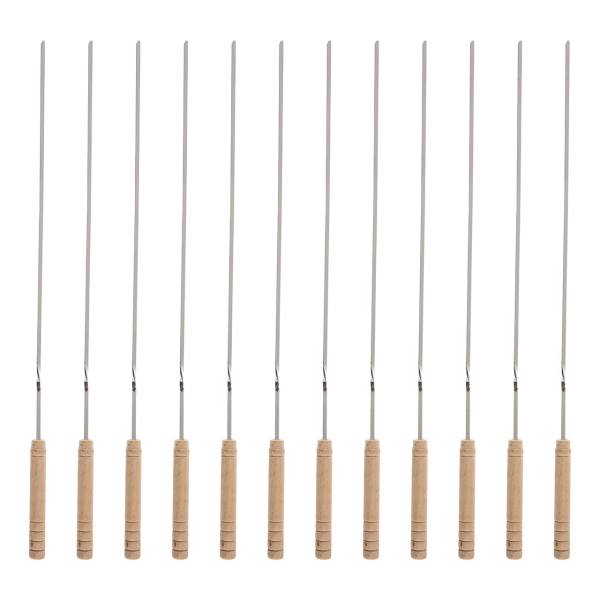 Main image of 十二支带木柄钢制烤串 – 适用于烤肉及烧烤