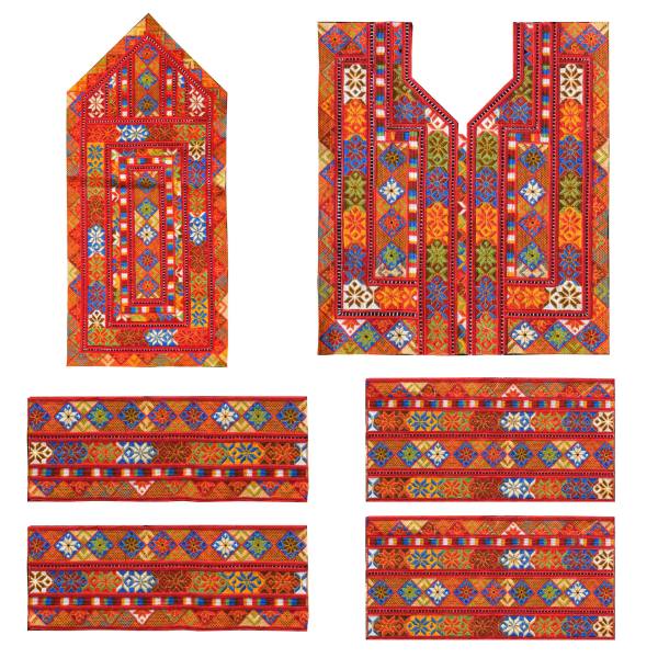 Main image of 手工巴洛奇刺绣服装面板 – 经典红色