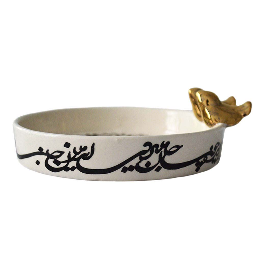 装饰波斯 Siah Ghalam 陶碗 款式 Calligraphy