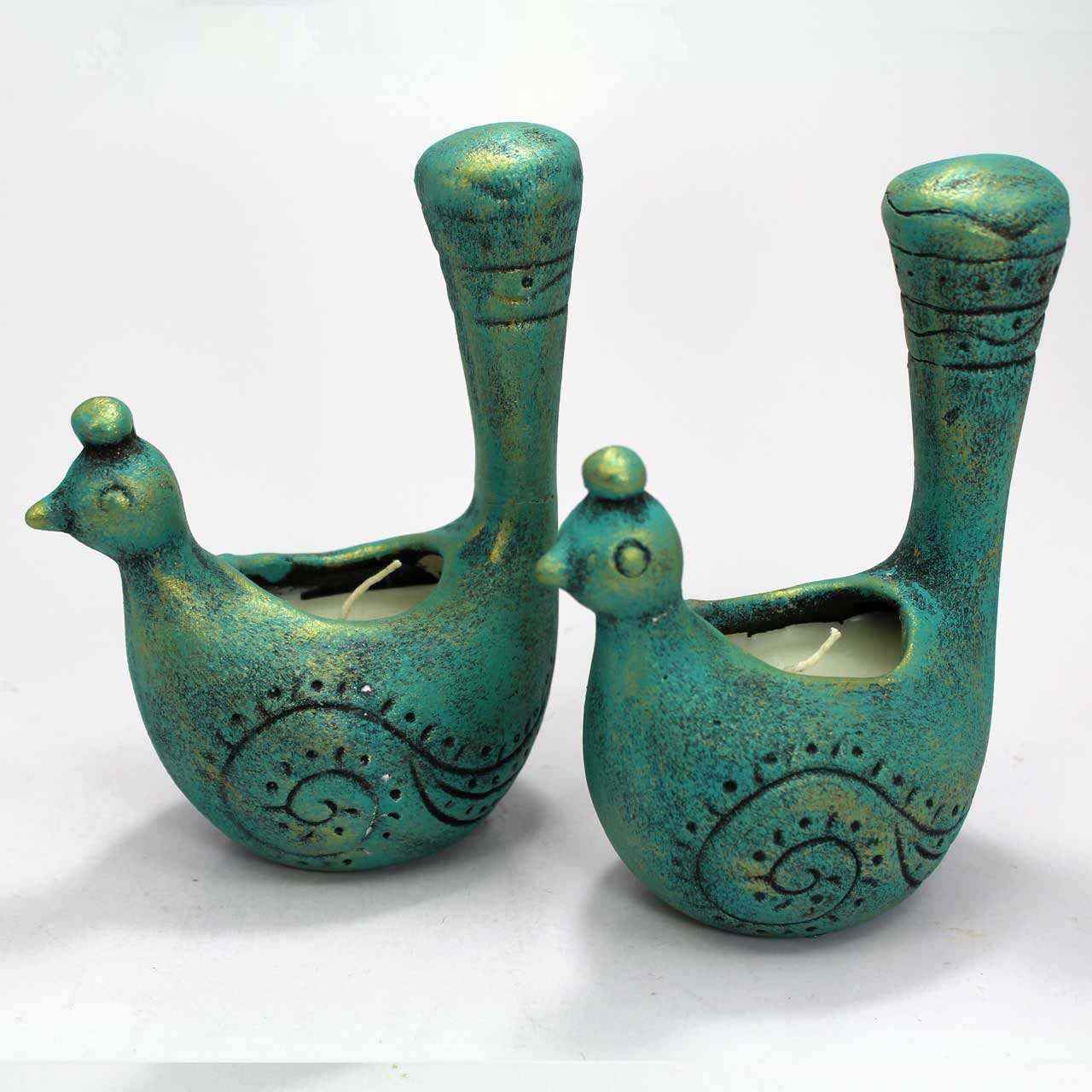 波斯陶瓷烛台 手工艺精美 孔雀款