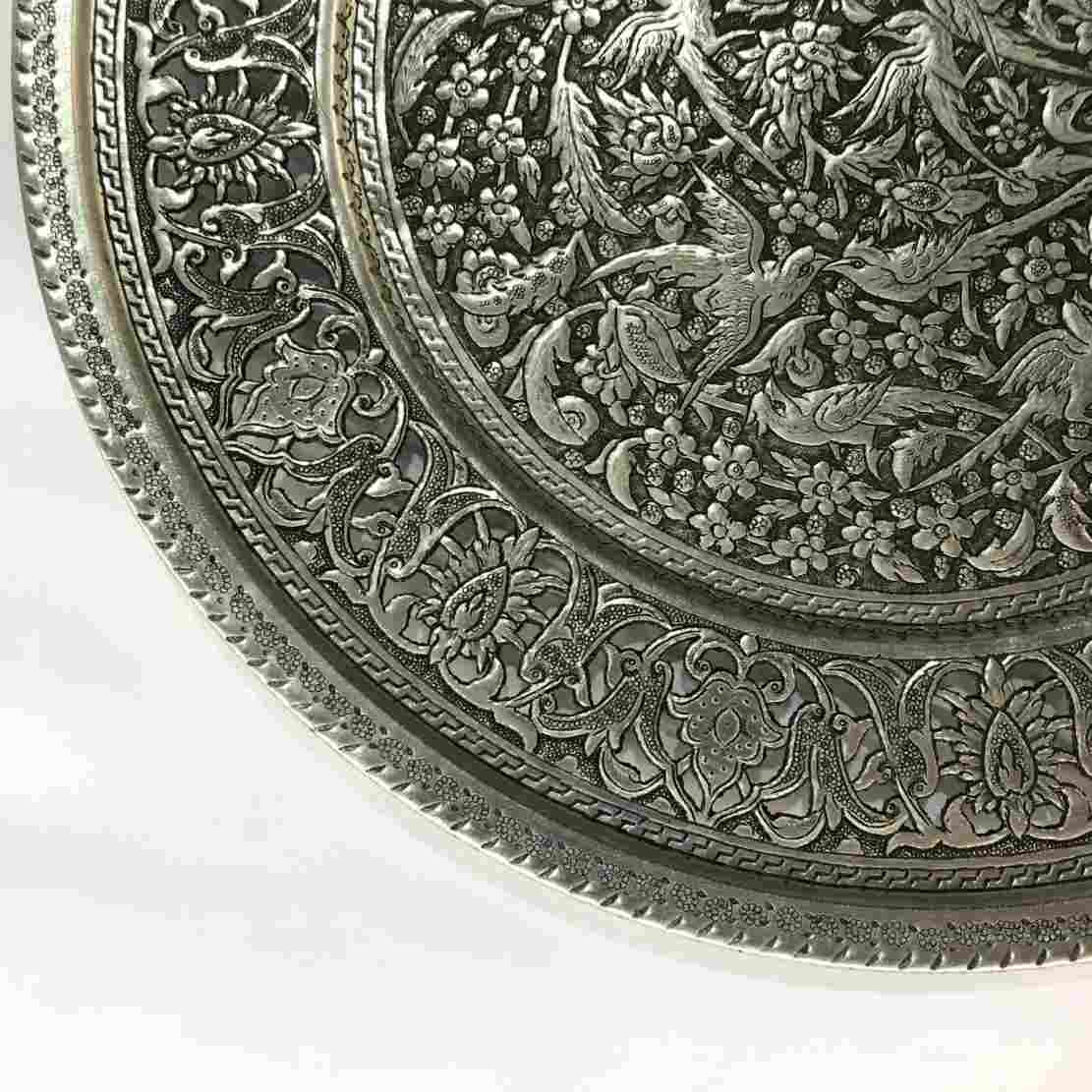 手工雕刻波斯铜托盘 – 花卉图案