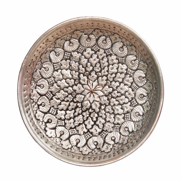 Main image of 手工雕刻波斯铜托盘 – 花卉装饰图案