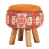圆形天鹅绒脚凳 木质脚架 波斯艺术灵感 橙色款