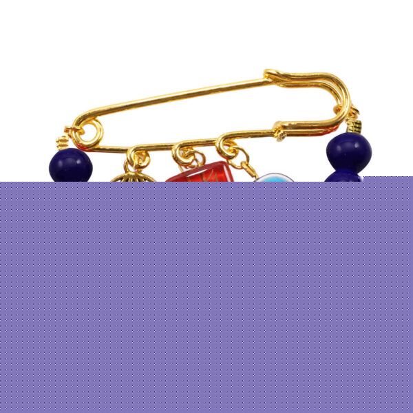 邪眼安全别针胸针 – 搭配链条，保护护符