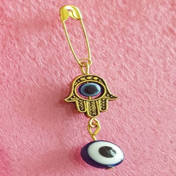 Main image of 邪眼安全别针胸针 – 搭配手形设计，精神保护