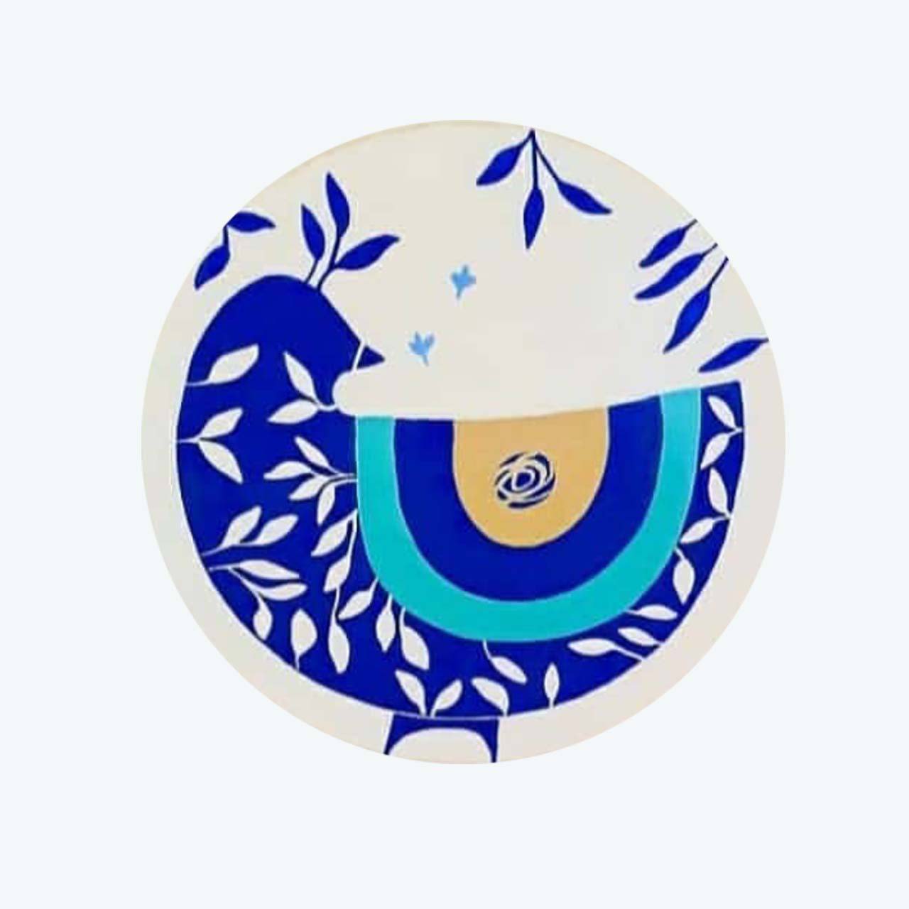 手绘装饰陶瓷盘 眼睛与鸟