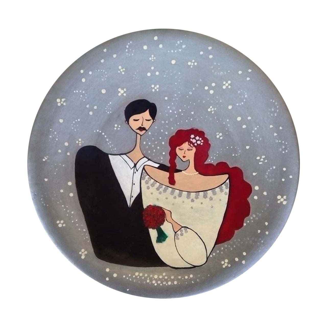 手绘装饰陶瓷盘 爱的肖像