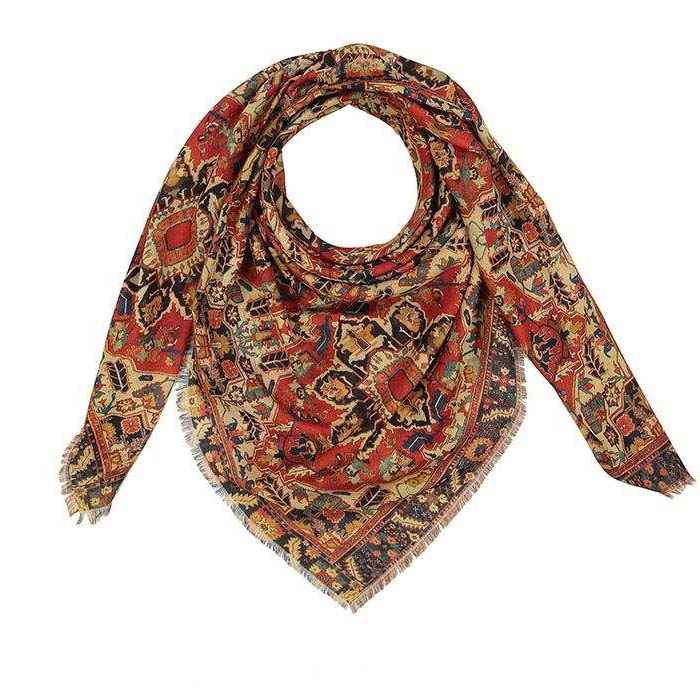 女士夏季丝巾 – 奢华鲜艳艺术印花