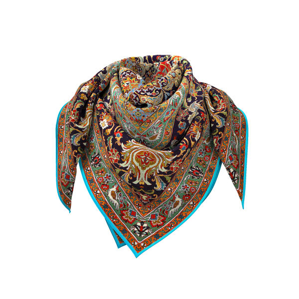 Main image of 女士夏季丝巾 – 奢华花卉印花，鸟类设计