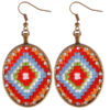 波斯刺绣耳环 – 俾路支传统 Suzani 红花款