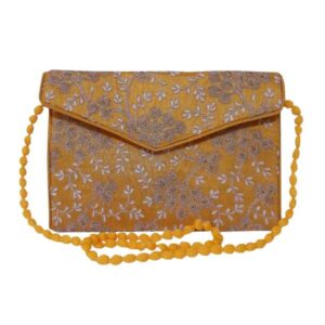 刺绣手拿包 – 金色花卉设计 A4