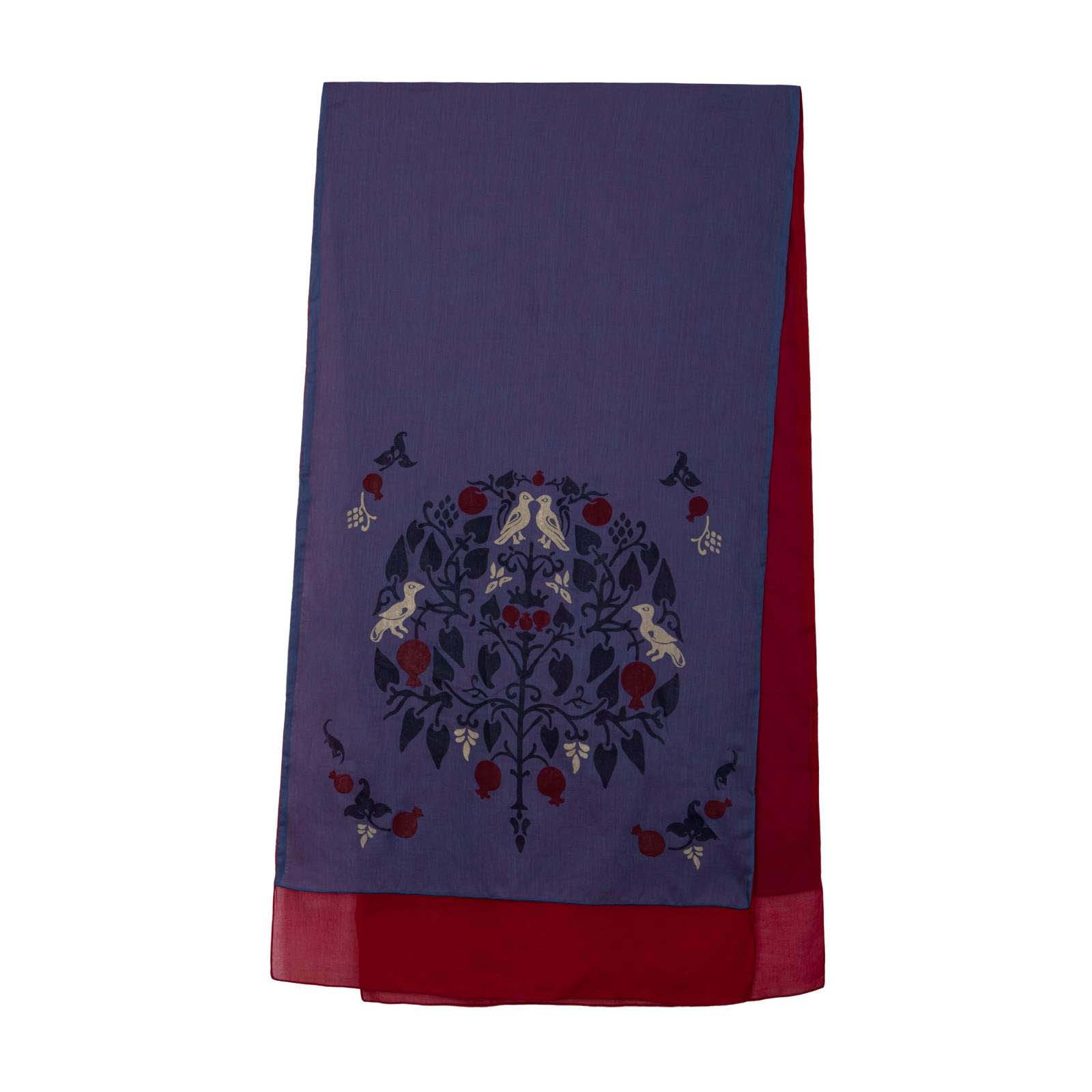 女士印花披肩 – 艺术石榴轻盈棉款