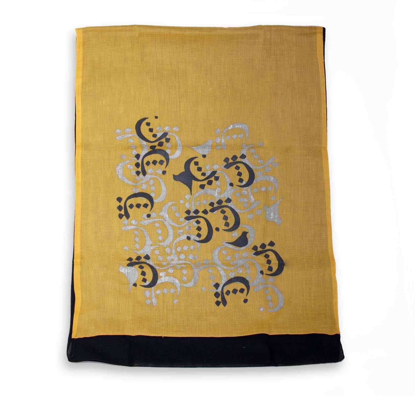 波斯印花女士披肩 – 艺术书法轻盈棉款