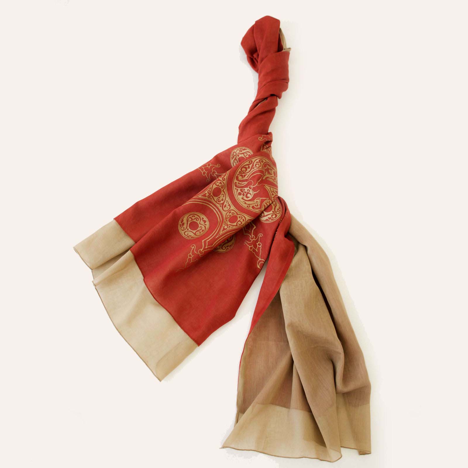 传统波斯红色女士披肩 – Sun 款